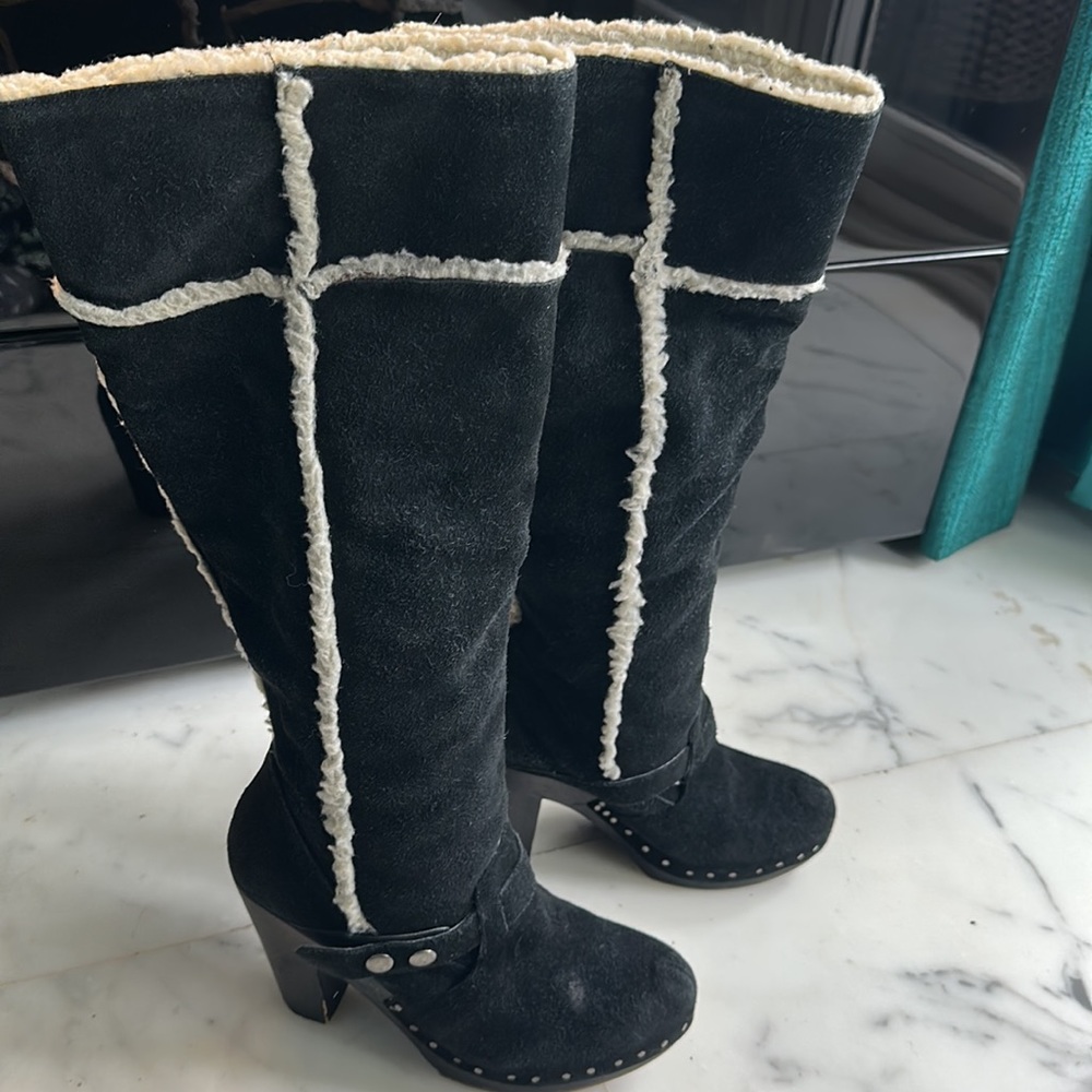 Nine West Vintage America distressed Suede & fleece Knee high boots! Size UK 4! - Picture 14 of 16